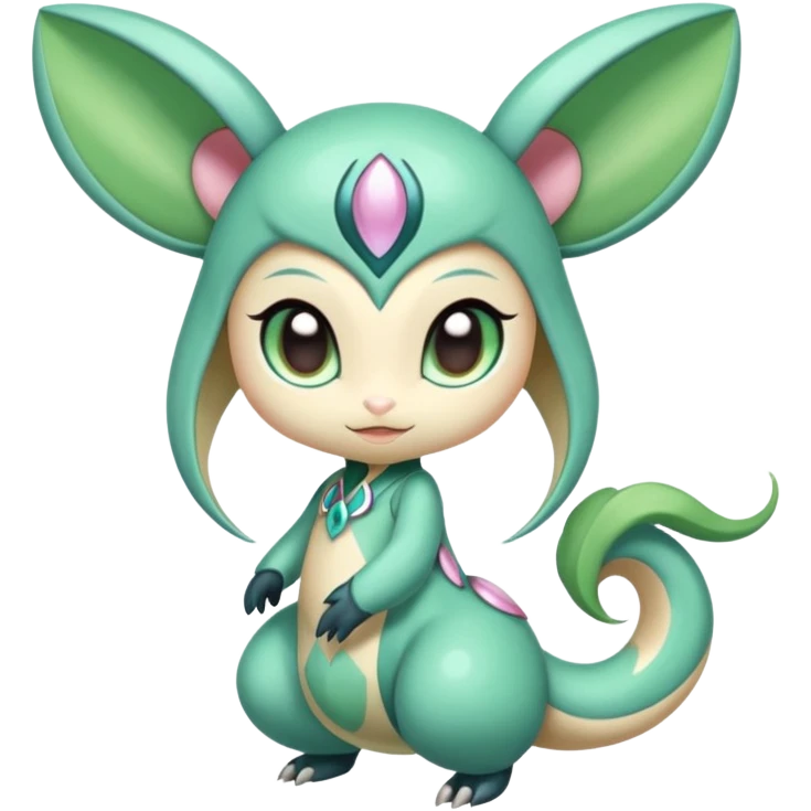 Colorful Smooth Soft Silky Cute Adorable Kawaii Glossy Oriental Stylish Exotic Meloetta-Virizion-Stitch-Fakémon-creature-hybrid emoji
