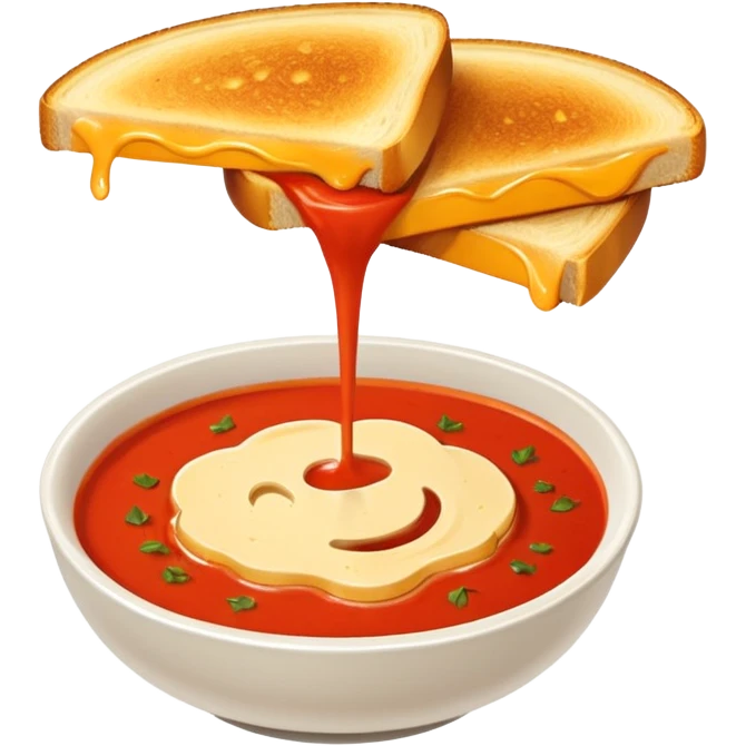 tomato soup with sliced grilled cheese on the side emoji