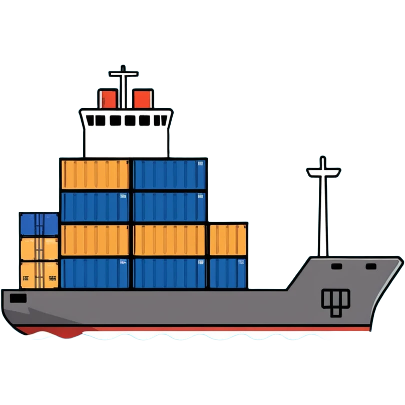 Cargo container ship in ocean emoji