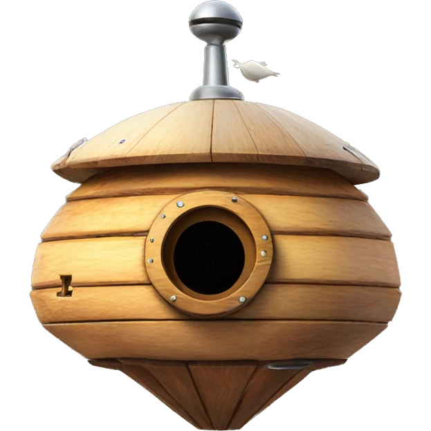 Rustic Wooden ufo spaceship birdhouse emoji