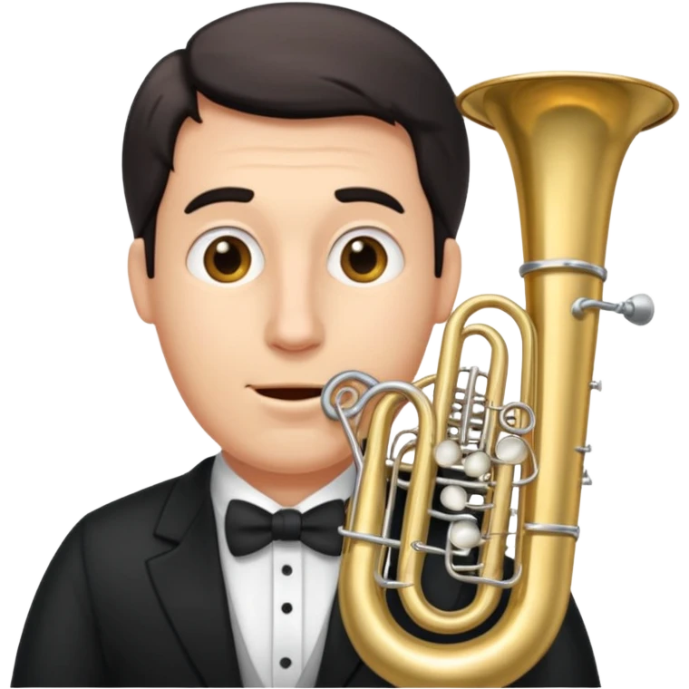 große Tuba, von gltzköpfigen graubärtigem Mann gespielt emoji