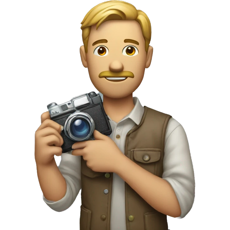 create emoji of a guy holding a camera in one hand and a eraser in another emoji