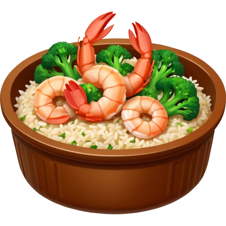 Chinese dish shrimp with broccoli and rice in Chinese container  emoji