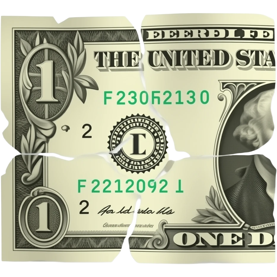 dollar bill with a torn emoji