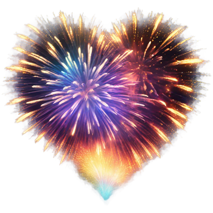 A beautiful heart that is multicoloured and inside is fireworks emoji