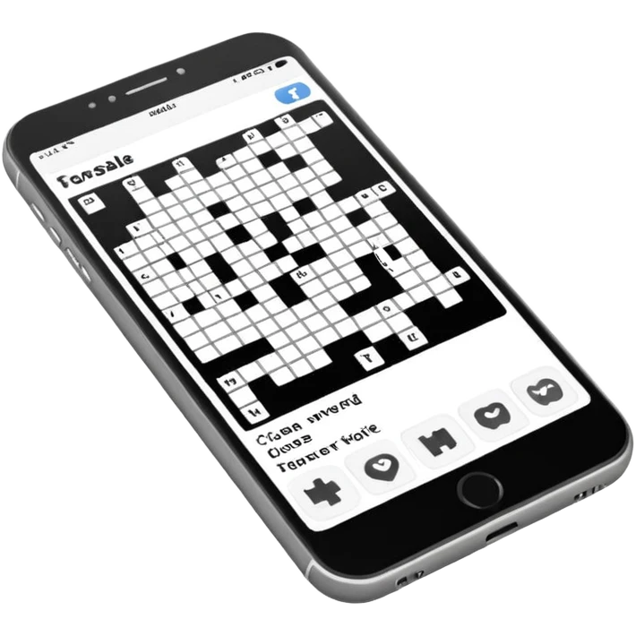 Black and White Crossword on smartphone display emoji