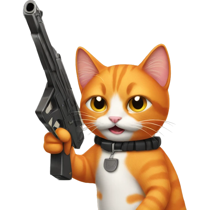 Orange cat with a gun emoji