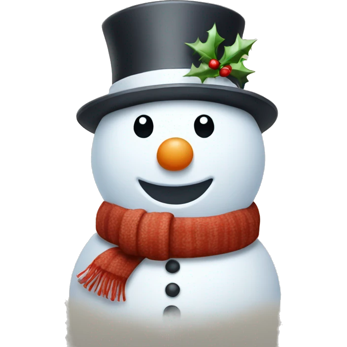 Snowman wearing a Christmas hat emoji