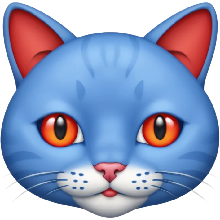 Emoji Visage de chat bleu defoncé yeux rouge fatigué emoji