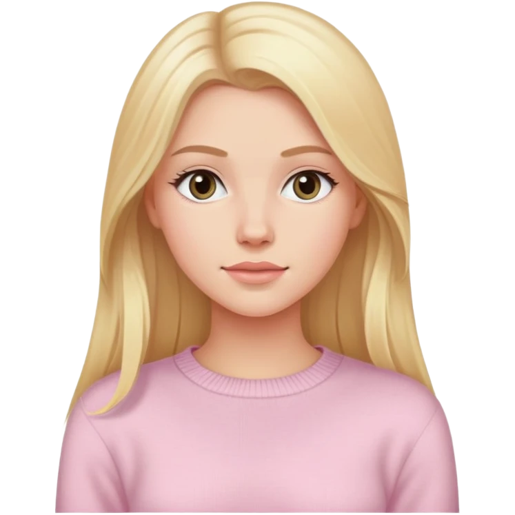 Beautiful white girl with long blonde hair wearing light pink sweater  emoji