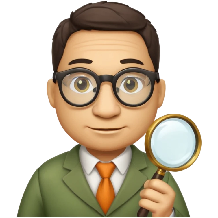 A professor gator with a magnifying glass on a light background emoji
