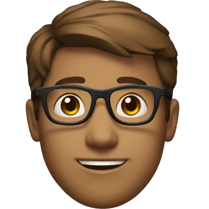 Garçon brun avec des lunettes peau mate cheveux lisse emoji