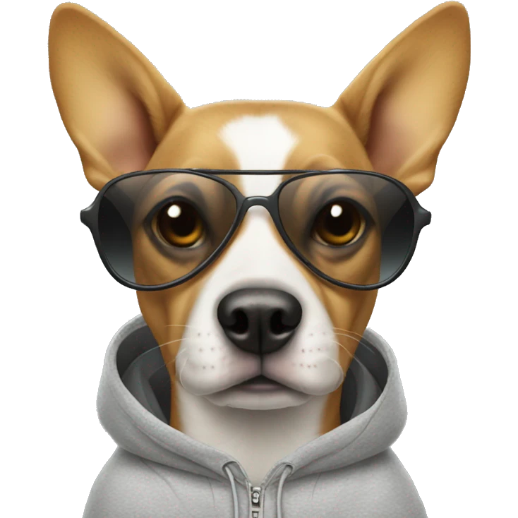 dog wearing a hoodie and sunglasses  emoji