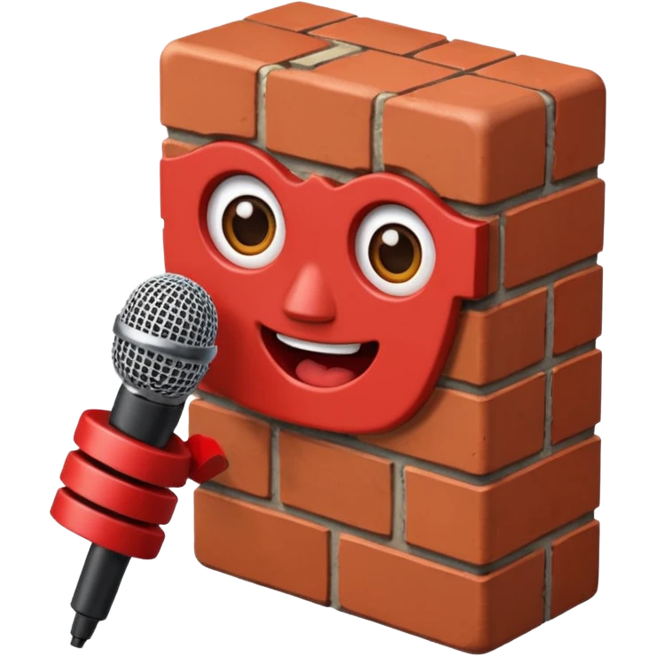 Talking brick (holds a microphone in his hand) emoji