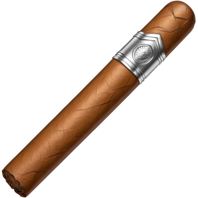 A luxury cigar emoji made of silver chrome, smooth metallic texture, minimal shape, glossy reflections, rich swag aesthetic, iOS emoji style, centered, clean white background emoji