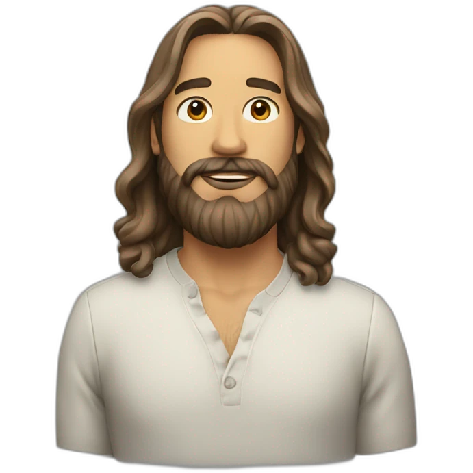 Man with long hair and beard filming emoji