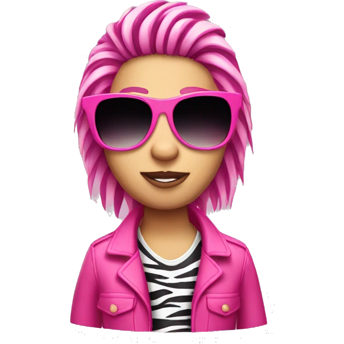 pink zebra with sunglasses on hair  emoji