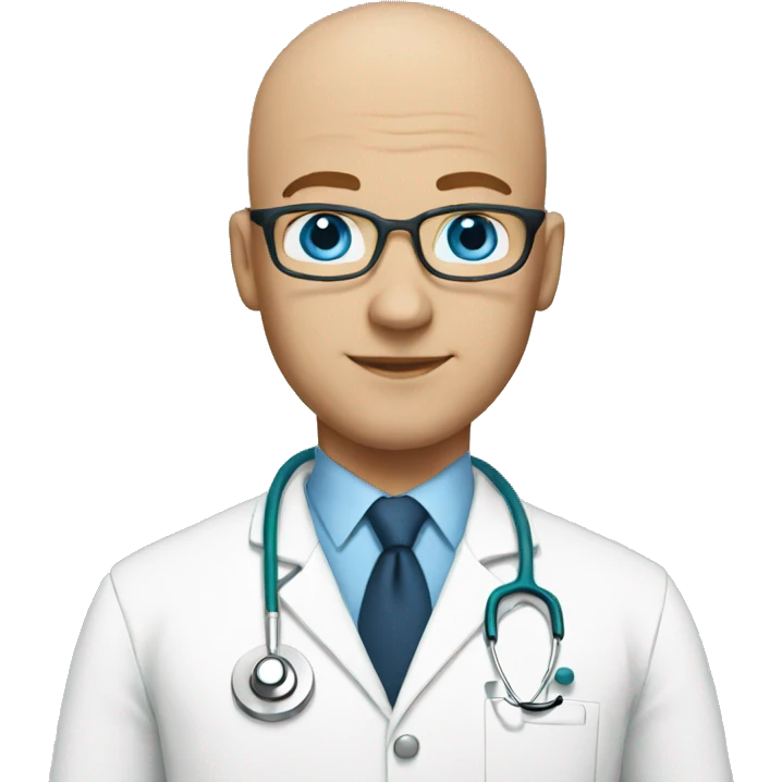 Bald doctor male with blue eyes  emoji