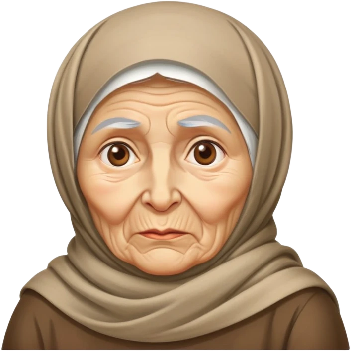 poor elderly babushka with headscarf and wrinkled face emoji