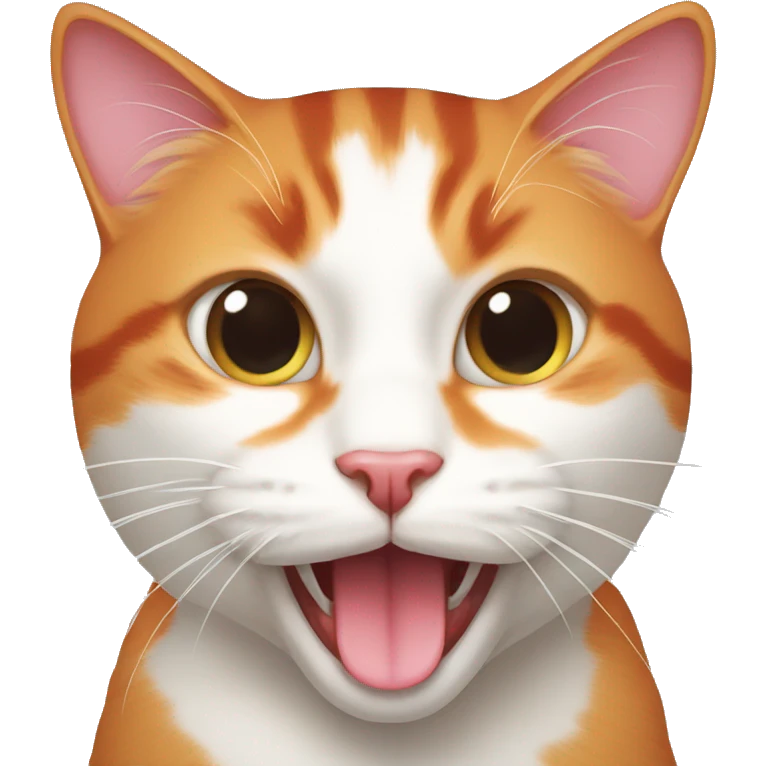 Red and white cat sticking out its tongue  emoji