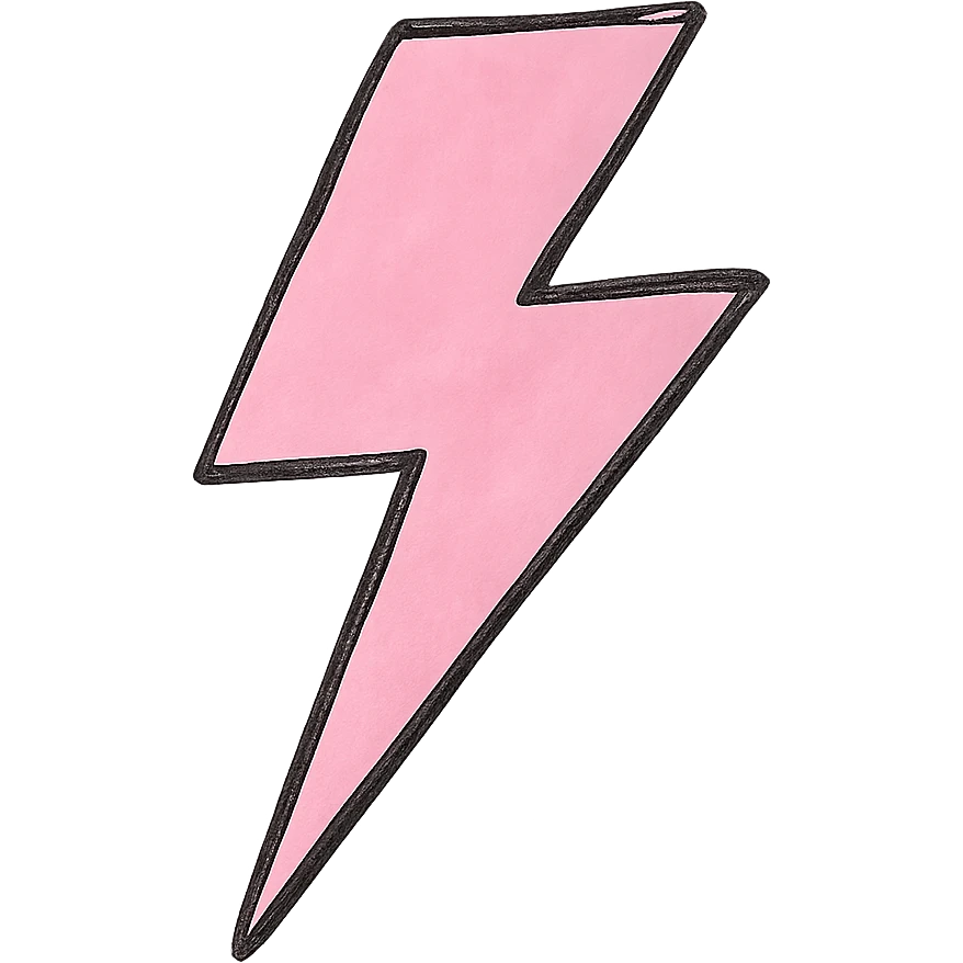 hand drawn outlined icon of a pink lightning bolt, no fill emoji