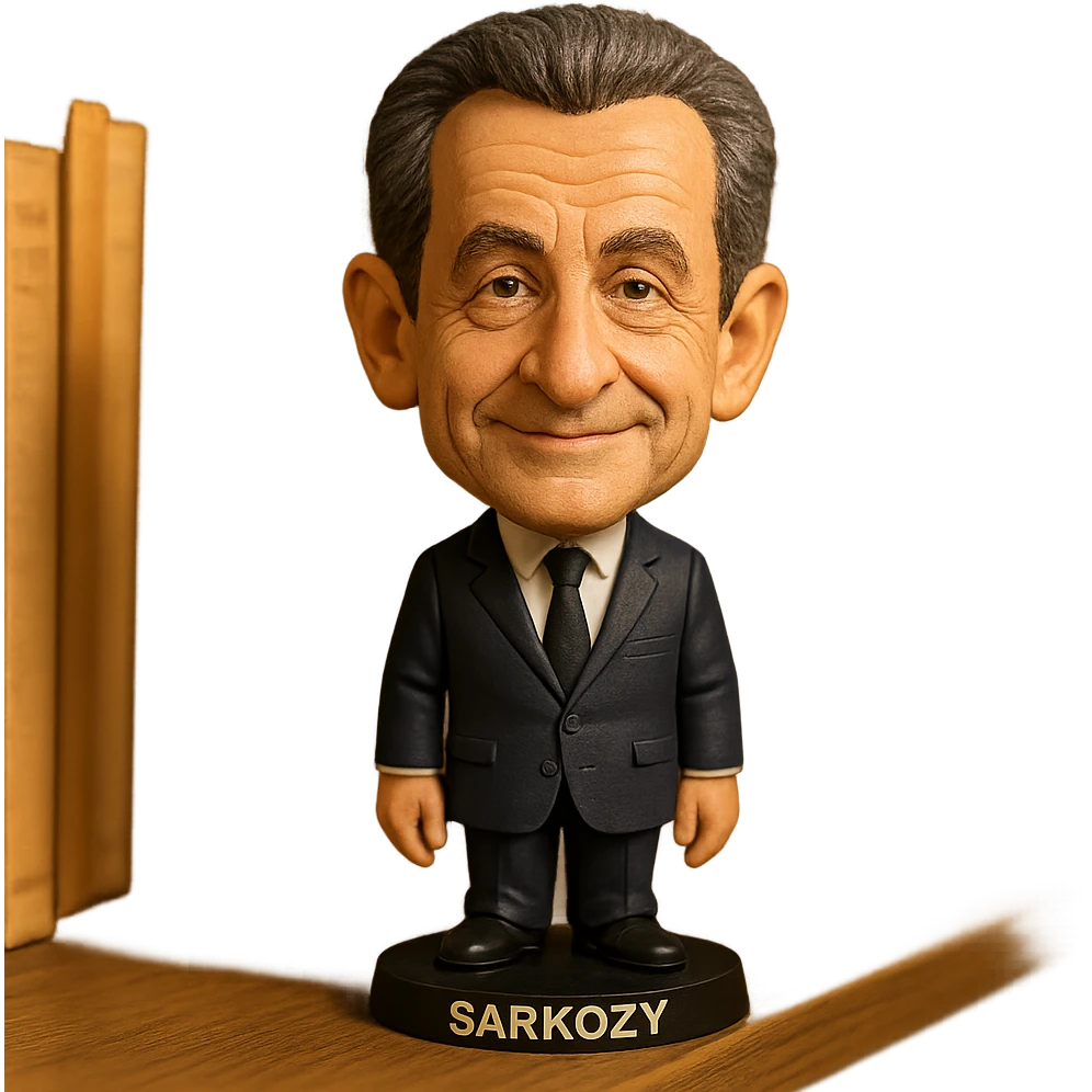 bobblehead style figures of Nicolas Sarkozy and Emmanuel Macron standing side by side emoji