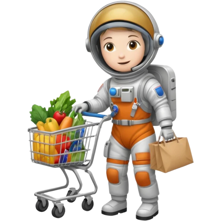 astronauta con carrito de supermercado emoji