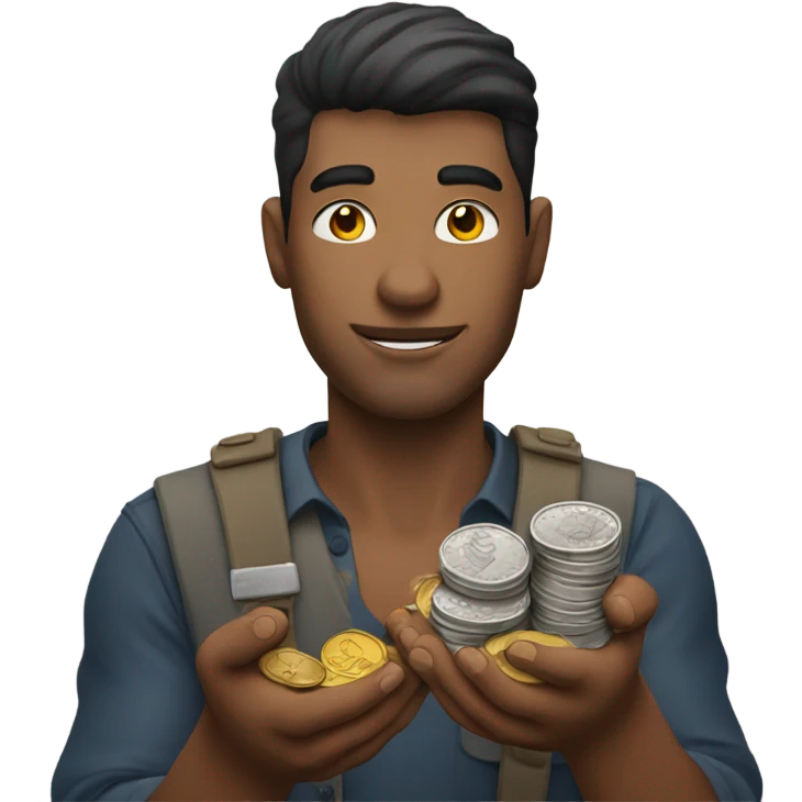 A men hold coins emoji