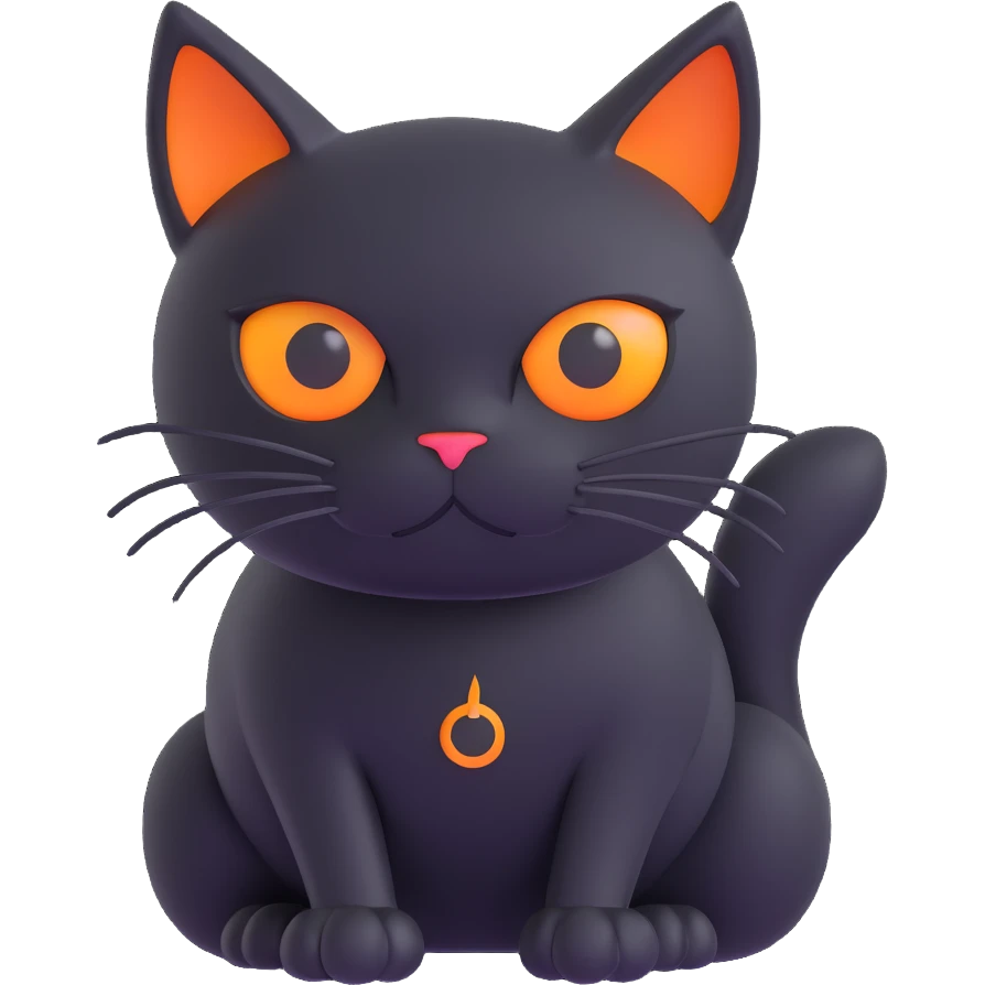 black cat with orange eyes emoji