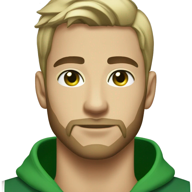 Man 21 years old, with trimmed beard, green eyes, short dark to blonde hair, athletic emoji