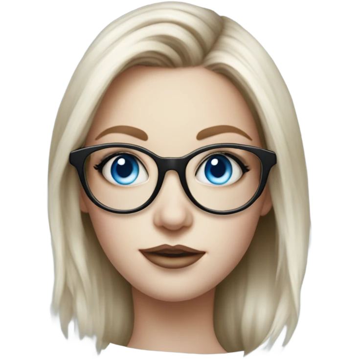 Photo Realistic pale female lightly tattoo glasses and blue eyes emoji