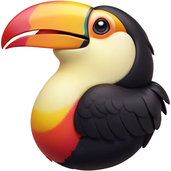Cinematic Cute Yawning Toucan Portrait Emoji, Head tilted slightly with a dramatic, wide-open yawn, showcasing a colorful, expressive beak and sleepy, half-closed eyes with a relaxed demeanor, Simplified yet irresistibly adorable features, highly detailed, glowing with a soft, cozy tropical glow, high shine, relaxed yet expressive, stylized with a dash of whimsical charm, soft glowing outline, capturing the essence of a drowsy yet affectionate toucan that appears ready to stretch out for a nap! emoji