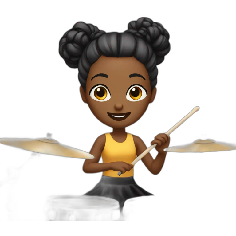 Hair bun girl playing drums  emoji