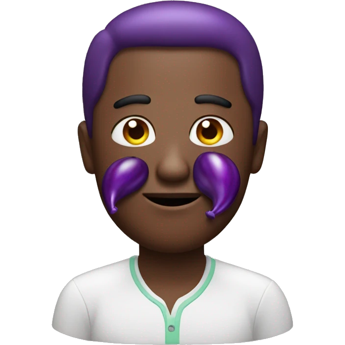 Man with eggplant emoji stuffed in cheeks  emoji