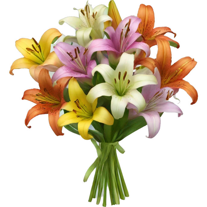 Bouquet of colorful lilies emoji
