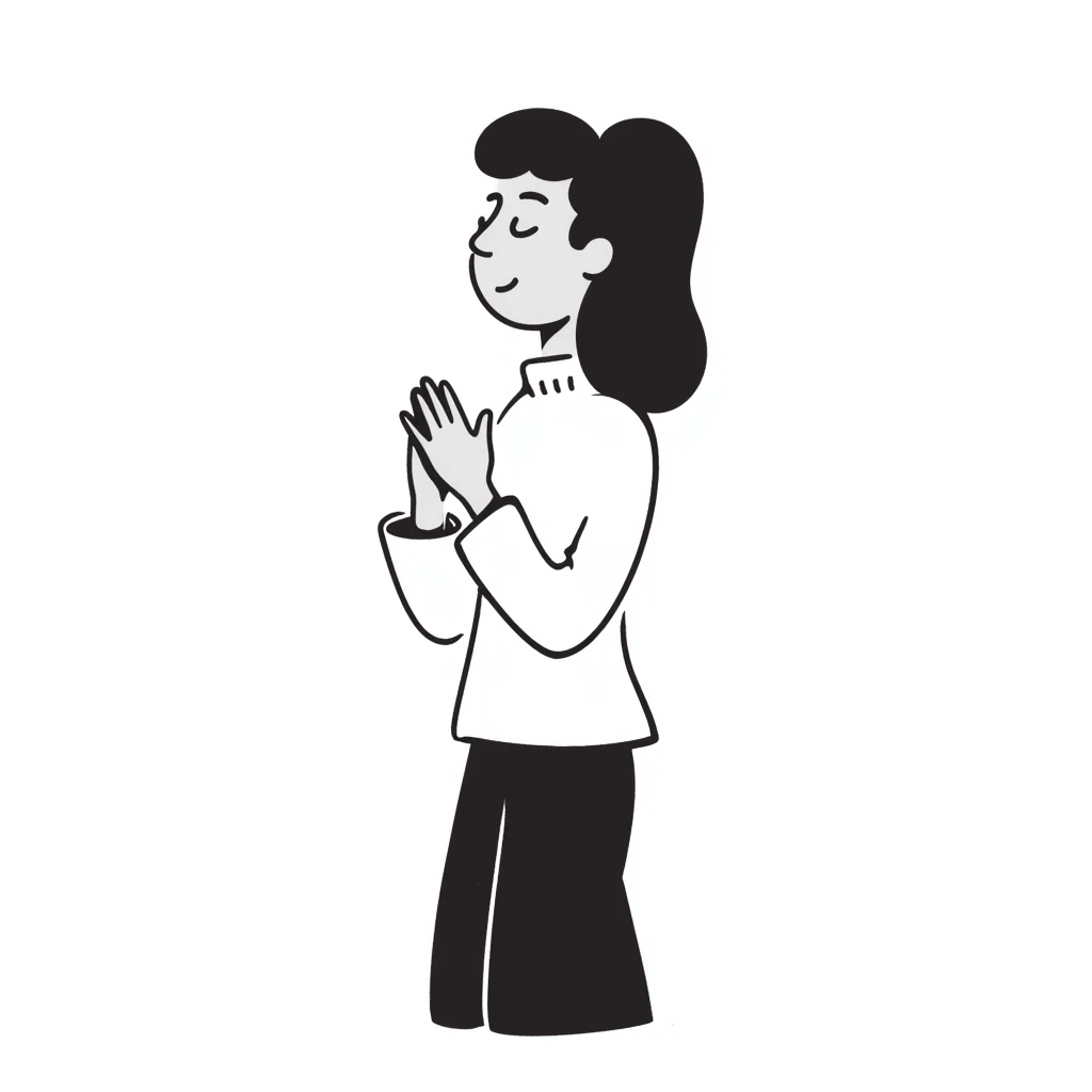 simple line hand-drawn doodle of a person praying emoji