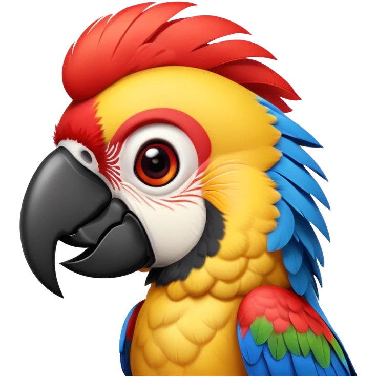 cinematic-cute-macaw-portrait-emoji,-head-tilted-playfully-and-inquisitively,-with-a-dazzling-red-plumage-and-round,-sparkling-eyes-filled-with-charm,-simplified-yet-irresistibly-adorable-features,-highly-detailed emoji
