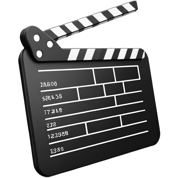 hyper minimal film slate, black and white, just basic shapes with one diagonal line emoji