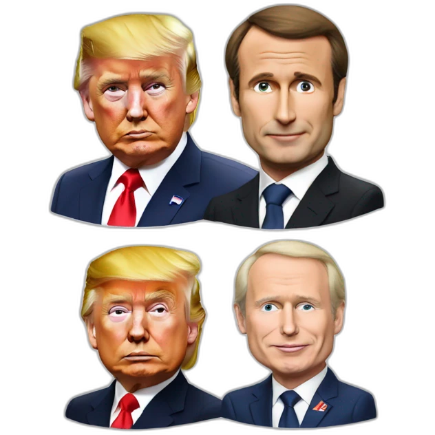 vladimir poutine avec macron et trump emoji