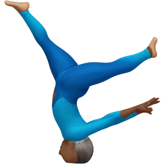 Gymnast in blue leotard in handstand emoji