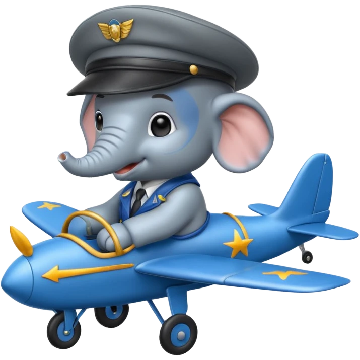 elephant pilot riding blue plane emoji