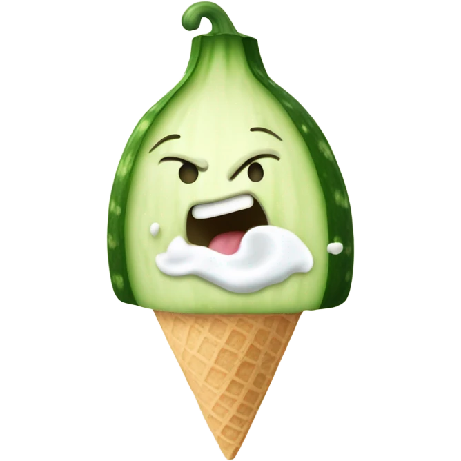 Cucumber shooting out vanilla ice cream emoji