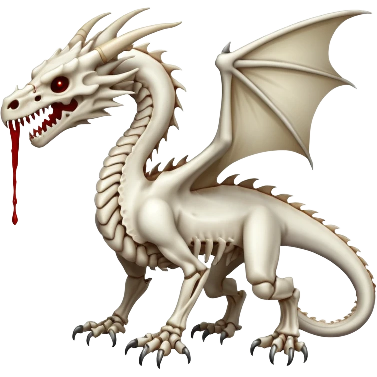  White skeletal skeleton bone dragon with some blood emoji