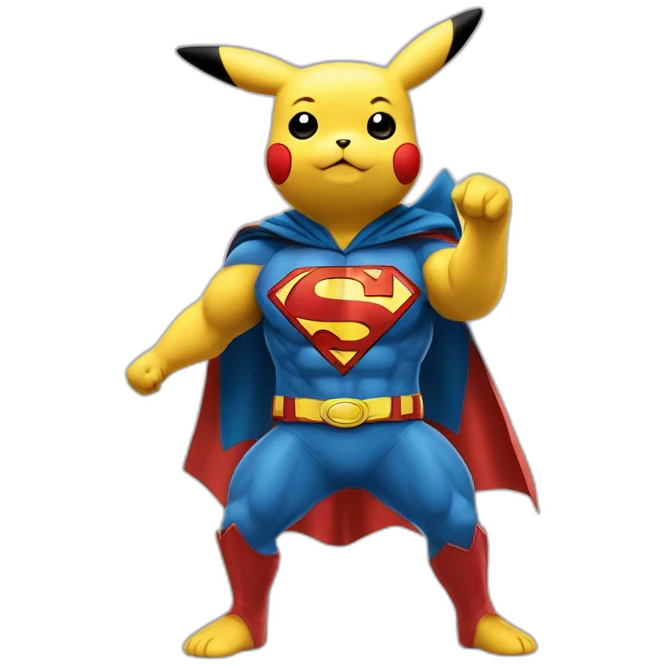 Pikachu déguisé en super man emoji