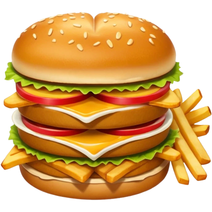 katsu sando with a side of fries, apple emoji style emoji