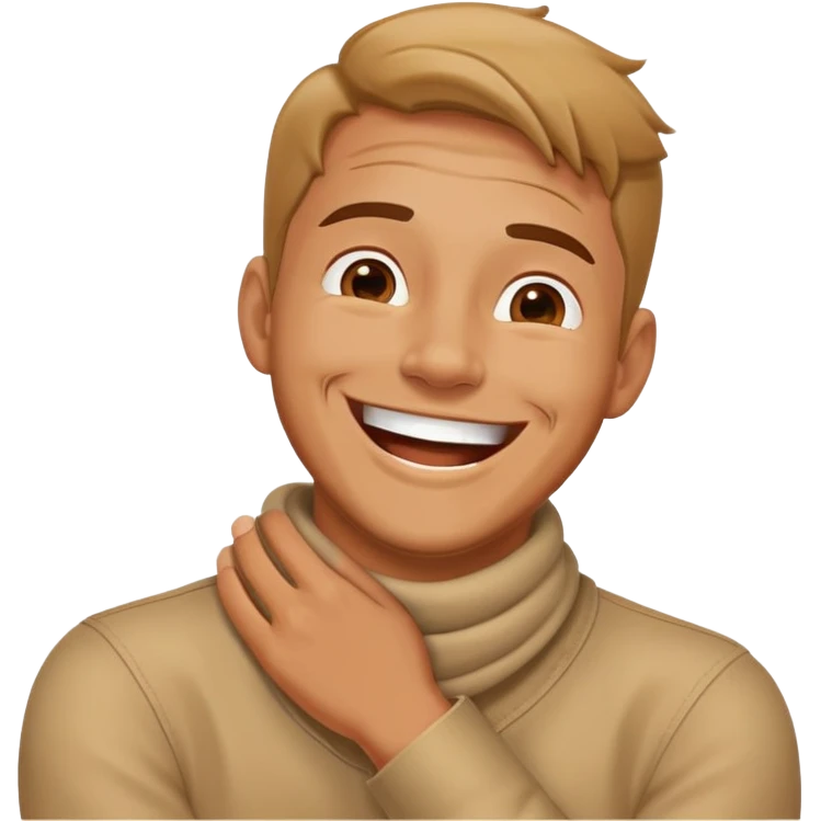 Man with hands around his neck laughing  emoji