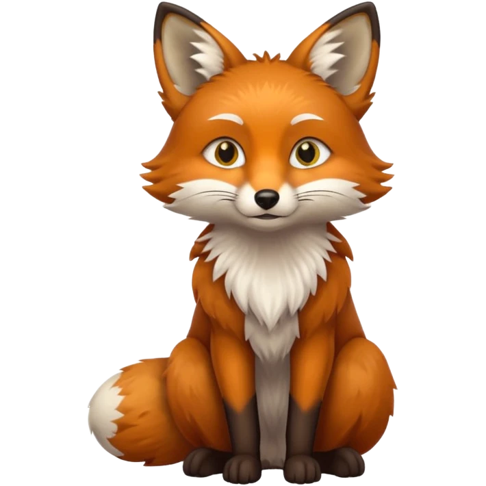 a sitting brown fox with yellow eyes emoji emoji