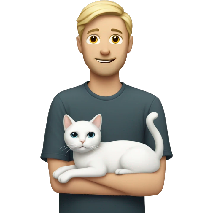 white man holding a white cat emoji