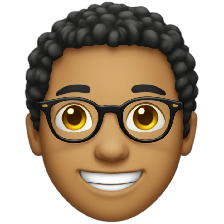 A light skin boy wearing small-size black-rimmed round glasses smiling emoji