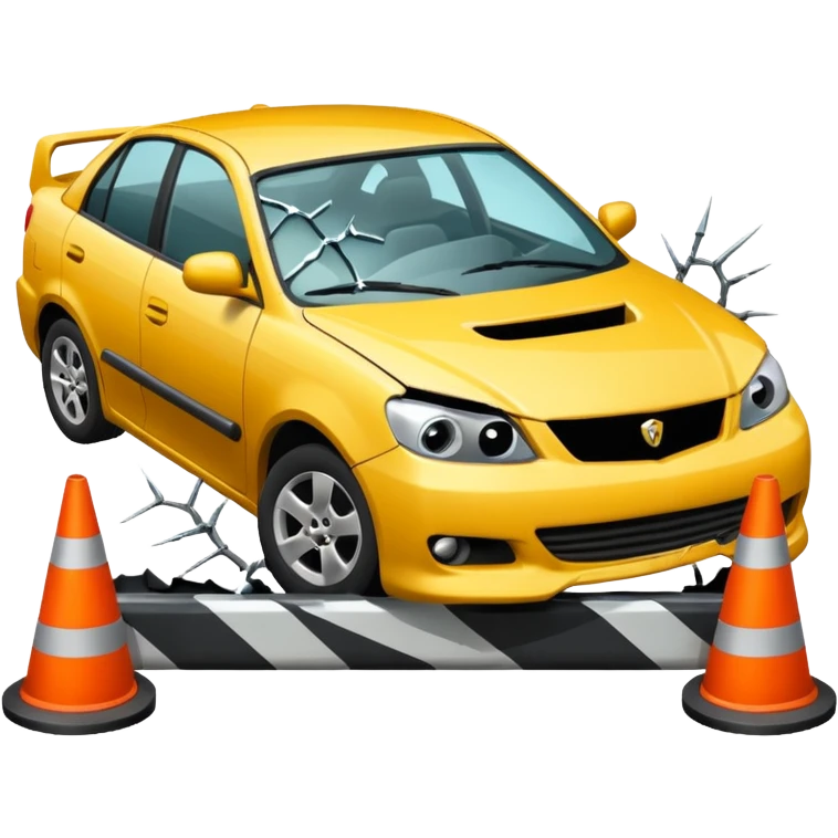 car crashed to a trafic barrier emoji